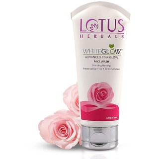                       Lotus Herbals Whiteglow Advanced Pink Glow Brightening Face Wash  Skin Brightening  Sulphate Free 100G                                              