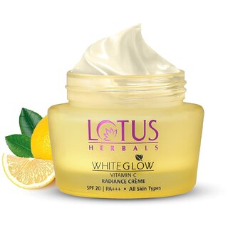 Lotus Herbals Whiteglow Vitamin C Radiance Cream Spf 20 For Dark Spots Dull Skin Anti- Pollution 50G Lotus Herbals Whiteglow Vitamin C Radiance Cream Spf 20 For Dark Spots Dull Skin Anti- Pollution 50G