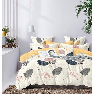 Double Bed Printed Cotton Bedsheet with 2 Pillow Covers (90100 inches)
