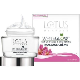                       Lotus Herbals Whiteglow Skin Whitening  Brightening Massage Cream, 60G                                              