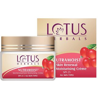 Lotus Herbals Nutramoist Skin Renewal Daily Moisturisng Cream SPF 25 For All Skin types 50g Lotus Herbals Nutramoist Skin Renewal Daily Moisturisng Cream SPF 25 For All Skin types 50g