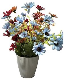 De Gardenia Artificial Multicolor Flowers with Pot Vibrant Faux Floral Arrangement for Home Office and Garden Decor DGBN268