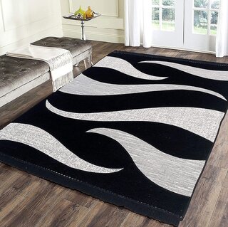 RADECOR Black Velvet Carpet (5 Foot, X 7 Foot, Rectangle)