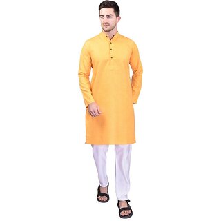                       PrintCultr Men Kurta and Pant Set (Yellow)                                              