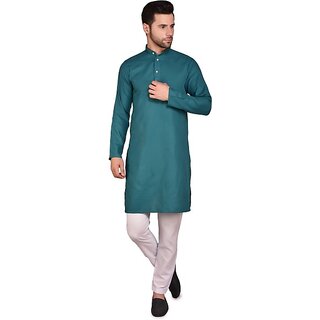                      PrintCultr Men Kurta and Pyjama Set (Green, White)                                              