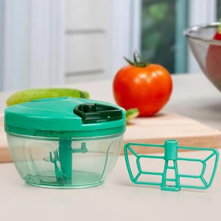                       450 ML String Chopper for Kitchen  Manual Chopper for Vegetable, Onion, Garlic Cutter  3 Blades  1 Plastic Whisker                                              