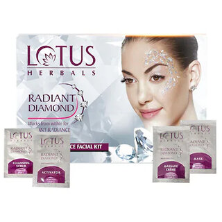                       Lotus Herbals Radiant Diamond Cellular Radiance 1 Facial Kit  With Diamon Dust  Cinnamon For All Skin Types 37G                                              