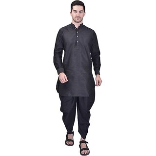                       PrintCultr Men Dhoti & Kurta Set (Black)                                              