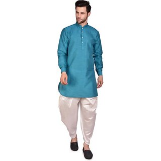                       PrintCultr Men Dhoti & Kurta Set (Blue)                                              