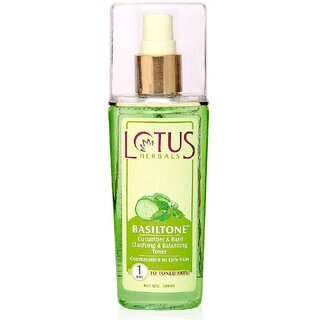 Lotus Herbals Basiltone Clarifying Balancing Skin Toner With Cucumber Basil Combination Oily Skin 100Ml Lotus Herbals Basiltone Clarifying Balancing Skin Toner With Cucumber Basil Combination Oily Skin 100Ml