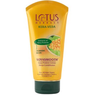 Lotus Herbals Kera-Veda Soyasmooth Soya Protein Cream Deep Conditioner  For All Hair Types  150G