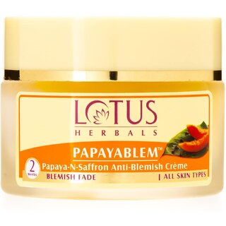                       Lotus Herbals Papayablem Papaya-N-Saffron Anti-Blemish Cream  Fades Blemishes  For All Skin Types  250G                                              