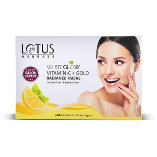 Lotus Herbals WhiteGlow Vitamin C + Gold Radiance 4 in 1 Facial KitParaben FreeHelps Reduce Dark Spots 228g Lotus Herbals WhiteGlow Vitamin C + Gold Radiance 4 in 1 Facial KitParaben FreeHelps Reduce Dark Spots 228g