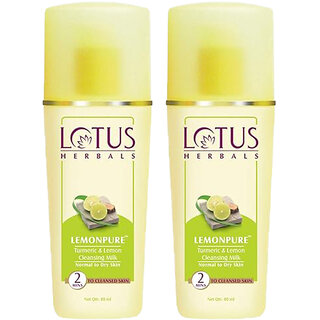 Lotus Herbals Lemonpure Turmeric Lemon Cleansing Milk Makeup Remover For All Skin Types 80Ml ( Pack Of 2 ) Lotus Herbals Lemonpure Turmeric Lemon Cleansing Milk Makeup Remover For All Skin Types 80Ml ( Pack Of 2 )