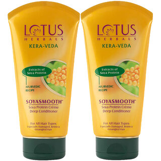                       Lotus Herbals Kera-Veda Soyasmooth Soya Protein Cream Deep Conditioner  For All Hair Types  150G ( Pack Of 2 )                                              