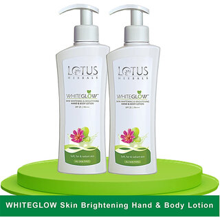 Lotus Herbals Whiteglow Skin Brightening Hand Body Lotion Spf 25 Pa+++ ,400Ml ( Pack Of 2 ) Lotus Herbals Whiteglow Skin Brightening Hand Body Lotion Spf 25 Pa+++ ,400Ml ( Pack Of 2 )