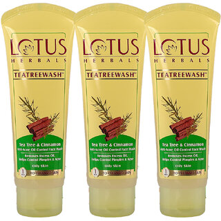 Lotus Herbals Teatreewash Face Wash With Tea Tree Oil Cinnamon Anti Acne Oil Control 80Ml (Pack Of 3) Lotus Herbals Teatreewash Face Wash With Tea Tree Oil Cinnamon Anti Acne Oil Control 80Ml (Pack Of 3)