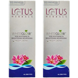                       Lotus Herbals Whiteglow Skin Whitening  Brightening Nourishing Night Cream, 20G ( Pack Of 2 )                                              