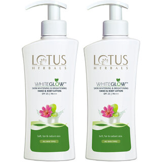 Lotus Herbals Whiteglow Skin Whitening Brightening Hand Body Lotion Spf-25 Pa+++270Ml ( Pack Of 2 ) Lotus Herbals Whiteglow Skin Whitening Brightening Hand Body Lotion Spf-25 Pa+++270Ml ( Pack Of 2 )