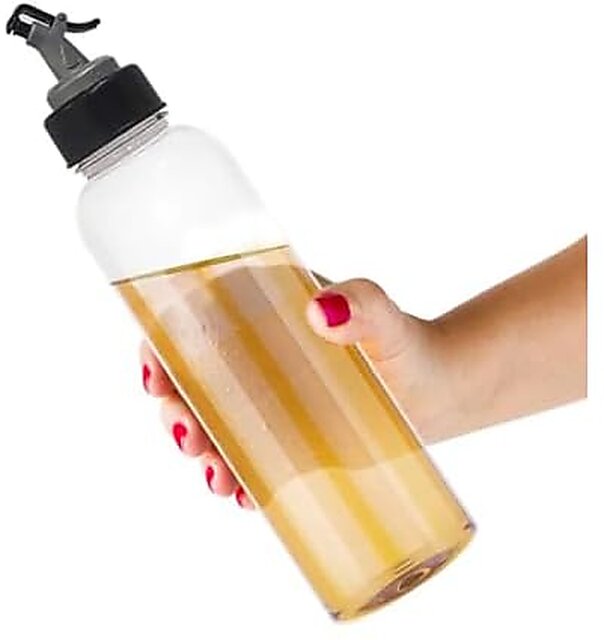 1 L Oil Dispenser Bottle for Kitchen (1000 ml) Food Graded Clear Finish Unbreakable Plastic Olive/Vinegar with Airtight Lid Leak Proof Transparent Dispenser (Oil Dispenser) (PACK of 1)