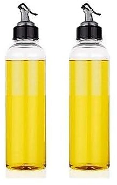 1 L Oil Dispenser Bottle for Kitchen (1000 ml) Food Graded Clear Finish Unbreakable Plastic Olive/Vinegar with Airtight Lid Leak Proof Transparent Dispenser (Oil Dispenser) (PACK of 1)
