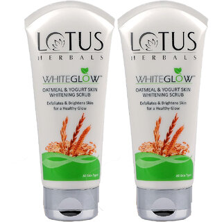 Lotus Herbals Whiteglow Oatmeal Yogurt Skin Whitening Brightening Scrub, 100G ( Pack Of 2 ) Lotus Herbals Whiteglow Oatmeal Yogurt Skin Whitening Brightening Scrub, 100G ( Pack Of 2 )