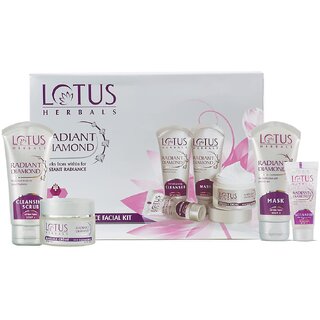                       Lotus Herbals Radiant Diamond Cellular Radiance 5 In 1 Facial Kit  With Diamon Dust  Cinnamon 170g                                              