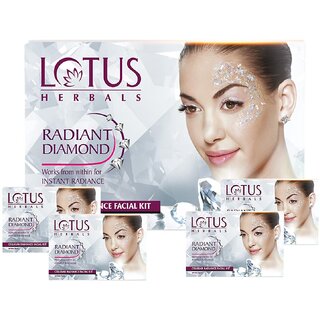 Lotus Herbals Radiant Diamond Cellular Radiance 4 In 1 Facial Kit With Diamon Dust Cinnamon All Skin 4x37g Lotus Herbals Radiant Diamond Cellular Radiance 4 In 1 Facial Kit With Diamon Dust Cinnamon All Skin 4x37g