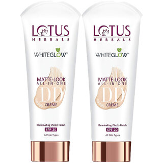 Lotus Herbals Whiteglow Matte Look All In One Dd Cream - Natural Beige Spf 20 All Skin Types 30G ( Pack Of 2 ) Lotus Herbals Whiteglow Matte Look All In One Dd Cream - Natural Beige Spf 20 All Skin Types 30G ( Pack Of 2 )