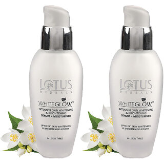                       Lotus Herbals Whiteglow Intensive Skin Whitening  Brightening Serum + Moisturizer  30Ml ( Pack Of 2 )                                              