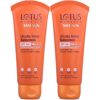 Lotus Herbals Sunscreen - Spf 50 Pa++++ Safe Sun Ultrarx Sunscreen Spf-50,Ss2 50G ( Pack Of 2 ) Lotus Herbals Sunscreen - Spf 50 Pa++++ Safe Sun Ultrarx Sunscreen Spf-50,Ss2 50G ( Pack Of 2 )