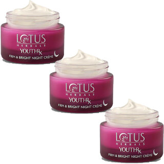                       Lotus Herbals Youthrx Firm  Bright Night Cream Bakuchiol Retinol Vitamin CAnti Ageing  50G ( Pack Of 3)                                              