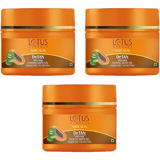                       Lotus Herbals Safe Sun Detan AfterSun Matte Cooling Gel  Papaya  Aloe Vera  All Skin Types  100G  (Pack Of 3)                                              