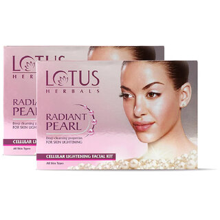 Lotus Herbals Radiant Pearl Cellular 1 Facial Kit For Deep Cleaning With Pearl Extracts Green Tea 37G (Pack Of 2) Lotus Herbals Radiant Pearl Cellular 1 Facial Kit For Deep Cleaning With Pearl Extracts Green Tea 37G (Pack Of 2)