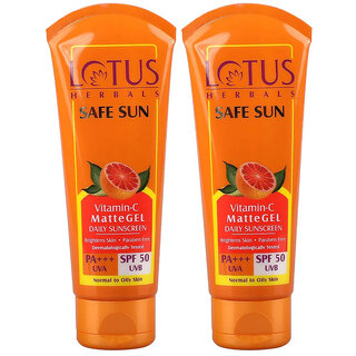 Lotus Herbals Safe Sun Vitamin C Matte Gel Daily Sunscreen Spf 50 Pa+++ Paraben Free 50G ( Pack Of 2 ) Lotus Herbals Safe Sun Vitamin C Matte Gel Daily Sunscreen Spf 50 Pa+++ Paraben Free 50G ( Pack Of 2 )