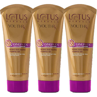 Lotus Herbals Youthrx Active Anti Ageing Foaming Gel Face Wash With Jojoba Ginseng Ginger 50G (Pack Of 3) Lotus Herbals Youthrx Active Anti Ageing Foaming Gel Face Wash With Jojoba Ginseng Ginger 50G (Pack Of 3)