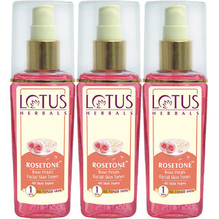 Lotus Herbals Rosetone Rose Petals Facial Skin Toner For All Skin Types 100Ml (Pack Of 3) Lotus Herbals Rosetone Rose Petals Facial Skin Toner For All Skin Types 100Ml (Pack Of 3)