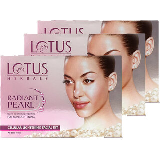 Lotus Herbals Radiant Pearl Cellular 1 Facial Kit For Deep Cleaning With Pearl Extracts Green Tea 37G (Pack Of 3) Lotus Herbals Radiant Pearl Cellular 1 Facial Kit For Deep Cleaning With Pearl Extracts Green Tea 37G (Pack Of 3)