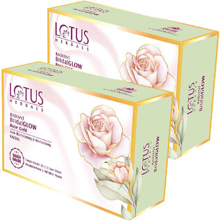 Lotus Herbals Radiant Bridalglow Rose Gold Skin Illuminating Facial Kit Paraben Free 57G ( Pack Of 2 ) Lotus Herbals Radiant Bridalglow Rose Gold Skin Illuminating Facial Kit Paraben Free 57G ( Pack Of 2 )