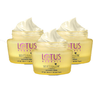 Lotus Herbals Whiteglow Vitamin C Radiance Cream Spf 20 For Dark Spots Anti Pollution 50G( Pack Of 3) Lotus Herbals Whiteglow Vitamin C Radiance Cream Spf 20 For Dark Spots Anti Pollution 50G( Pack Of 3)