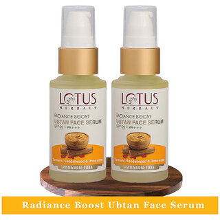 Lotus Herbals Radiance Boost Ubtan Face Serum Spf 20 Turmeric, Sandalwood Rose Water30Ml ( Pack Of 2 ) Lotus Herbals Radiance Boost Ubtan Face Serum Spf 20 Turmeric, Sandalwood Rose Water30Ml ( Pack Of 2 )