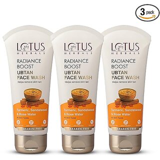 Lotus Herbals Radiance Boost Ubtan Face Wash Turmeric Sandalwood And Rose Water 100Gm (Pack Of 3) Lotus Herbals Radiance Boost Ubtan Face Wash Turmeric Sandalwood And Rose Water 100Gm (Pack Of 3)