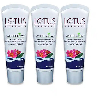                       Lotus Herbals Whiteglow Skin Whitening  Brightening Nourishing Night Cream 20G ( Pack Of 3)                                              