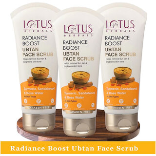 Lotus Herbals Radiance Boost Ubtan Face Scrub Turmeric Sandalwood And Rose Water 100Gm ( Pack Of 3) Lotus Herbals Radiance Boost Ubtan Face Scrub Turmeric Sandalwood And Rose Water 100Gm ( Pack Of 3)