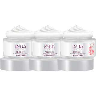 Lotus Herbals Probrite Illuminating Radiance Night Cream Preservative Free For All Hair Types 50G (Pack Of 3) Lotus Herbals Probrite Illuminating Radiance Night Cream Preservative Free For All Hair Types 50G (Pack Of 3)