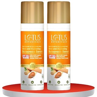                      Lotus Botanicals Sunscreen - Spf Spf 50+ Pa+++ Sandalwood & Hyaluronic Glow & Hydrating Sunscreen Serum (Pack Of 2 )( 30Mlx2) (60 Ml)                                              