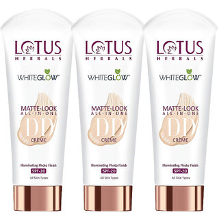                       Lotus Herbals Whiteglow Matte Look All In One Dd Cream  Natural Beige  Spf 20  All Skin Types  30G ( Pack Of 3)                                              