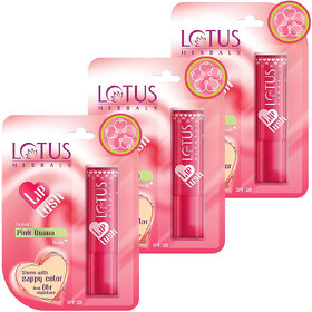 Lotus Herbals Lip Lush Tinted Lip Balm  Pink Guava Rush  Spf 20  8H Moisturisation  4G (Pack Of 3)