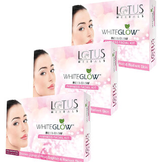 Lotus Herbals Whiteglow Insta Glow 1 Facial Kit For Radiant Glowing Skin Natural Ingredients 40G (Pack Of 3) Lotus Herbals Whiteglow Insta Glow 1 Facial Kit For Radiant Glowing Skin Natural Ingredients 40G (Pack Of 3)