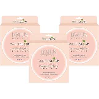                       Lotus Herbals Whiteglow Flawless Complexion Compact  Honey C2 Matte Look Spf 25 Anti Pollution 10G  (Pack Of 3)                                              